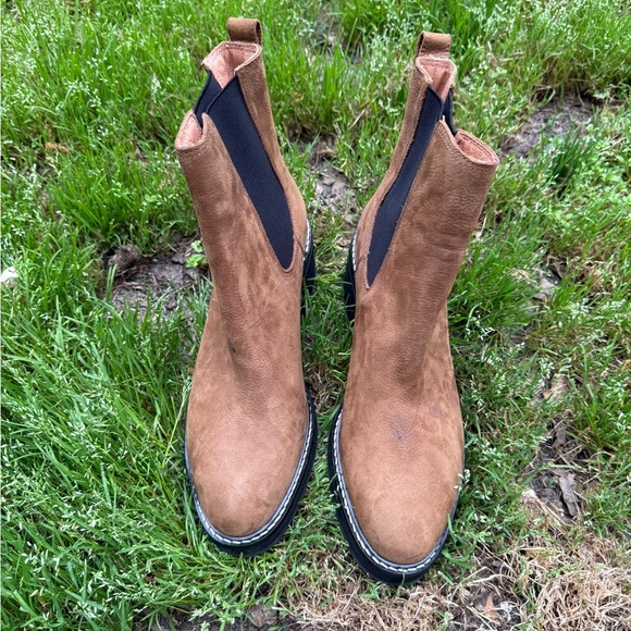 Madewell Brown Leather Boots Size 11M Women’s Boots Carina Platform Chelsea - Picture 4 of 11